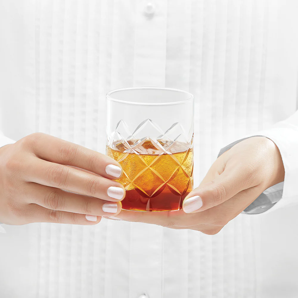 Borosil Crown Whiskey Glass, Set of 6, 350ml