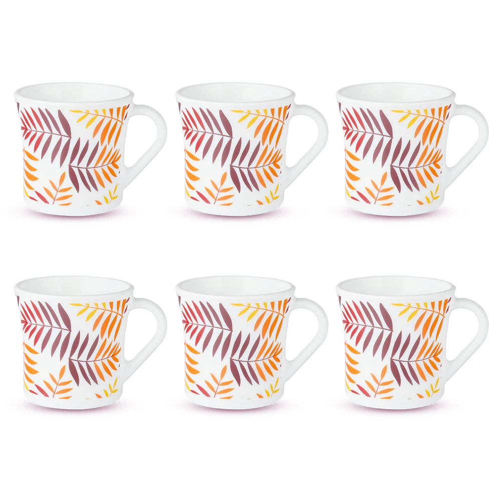 Larah by Borosil Crysta Costa Mug Set, 210ml x 6