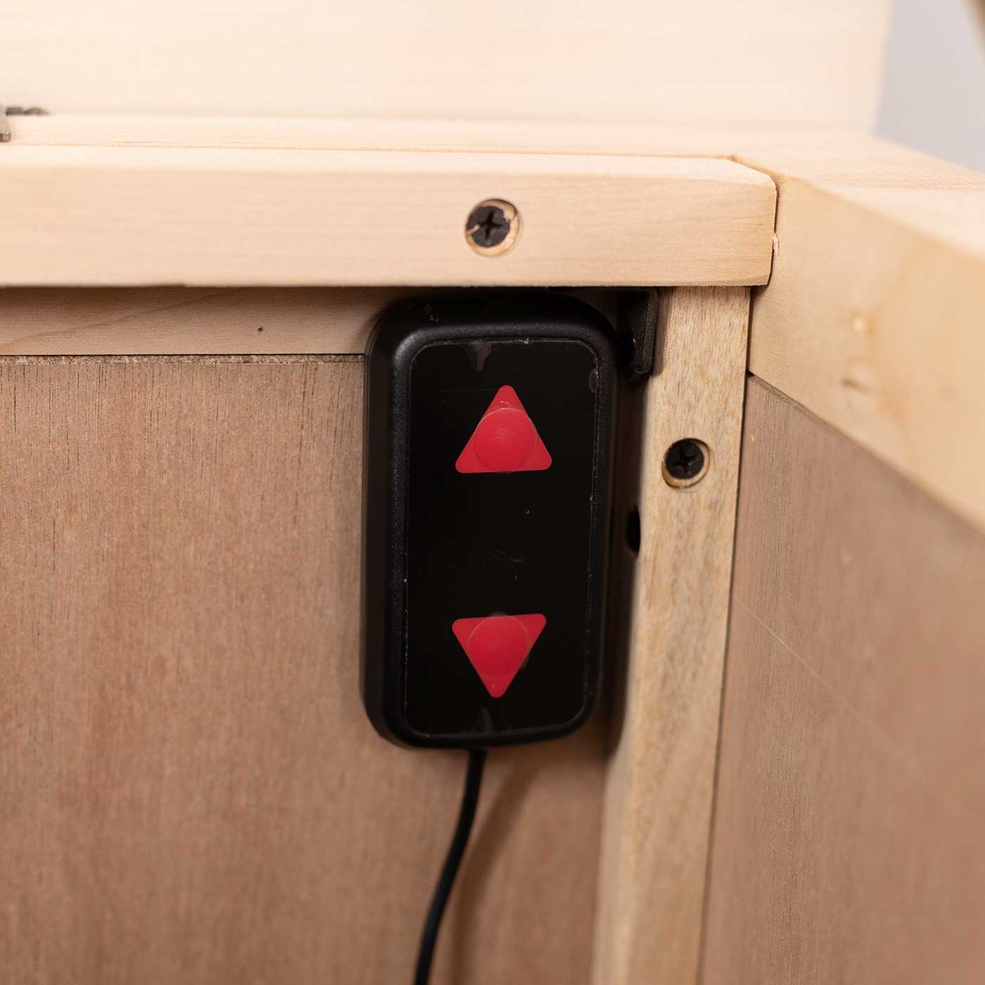 The Elevate 72009 Honey Oak Smart TV Lift Cabinet for 50 Inch Flat screen TVs