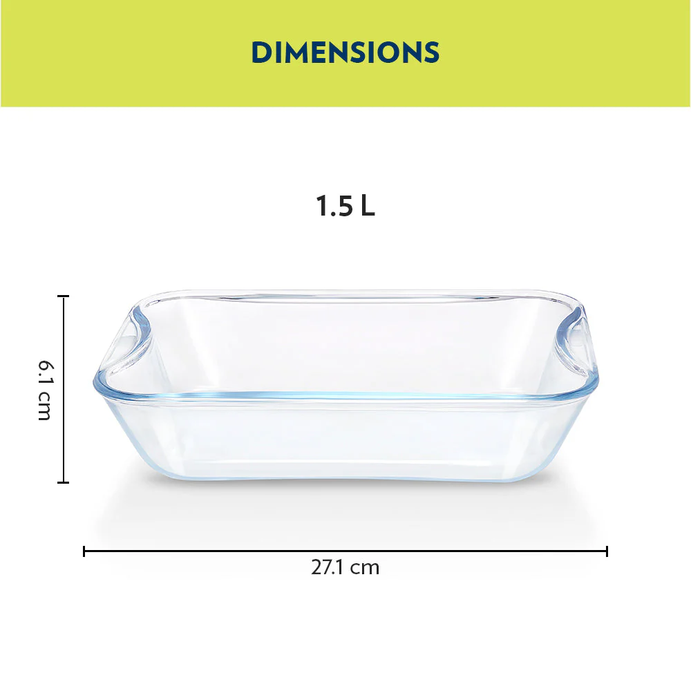 Borosil EasyGrip Rectangular Dish, 1.5L