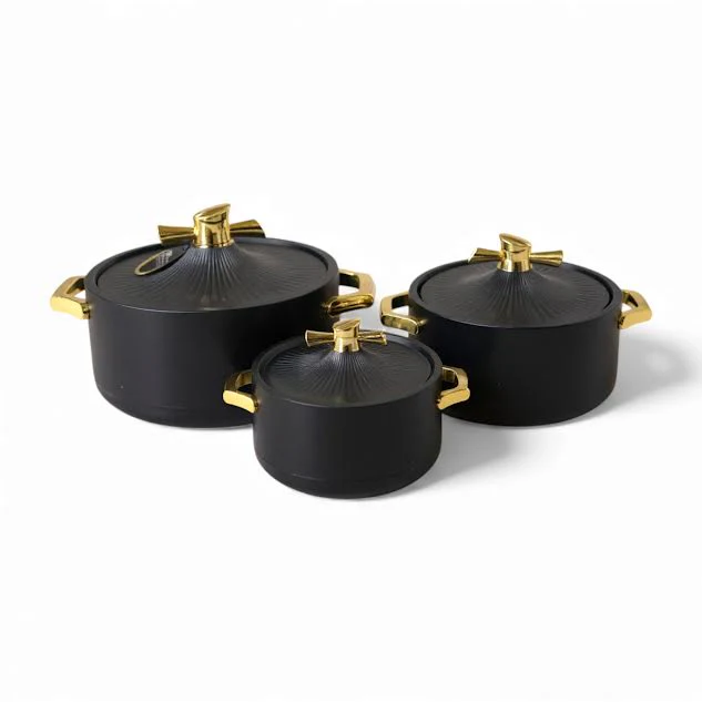 3 Piece Food Warmer Serving Set Black