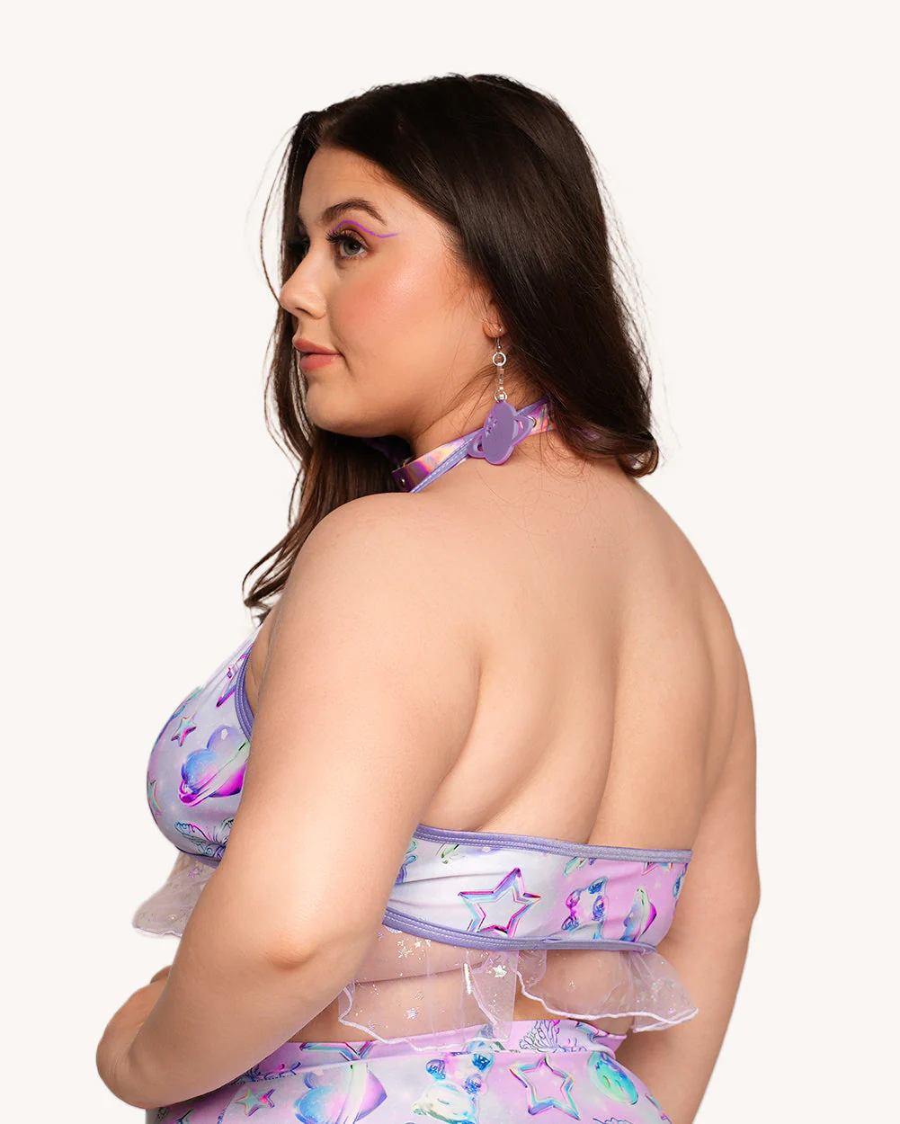 Rolita Couture x iHR Cosmic Chrome Ruffle Top