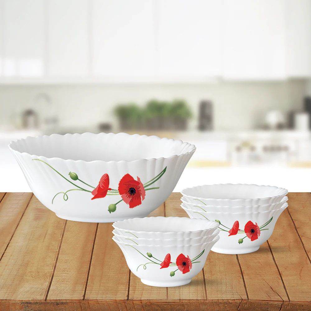 Larah by Borosil Red Carnation Pudding Set, 7 pc (Small)