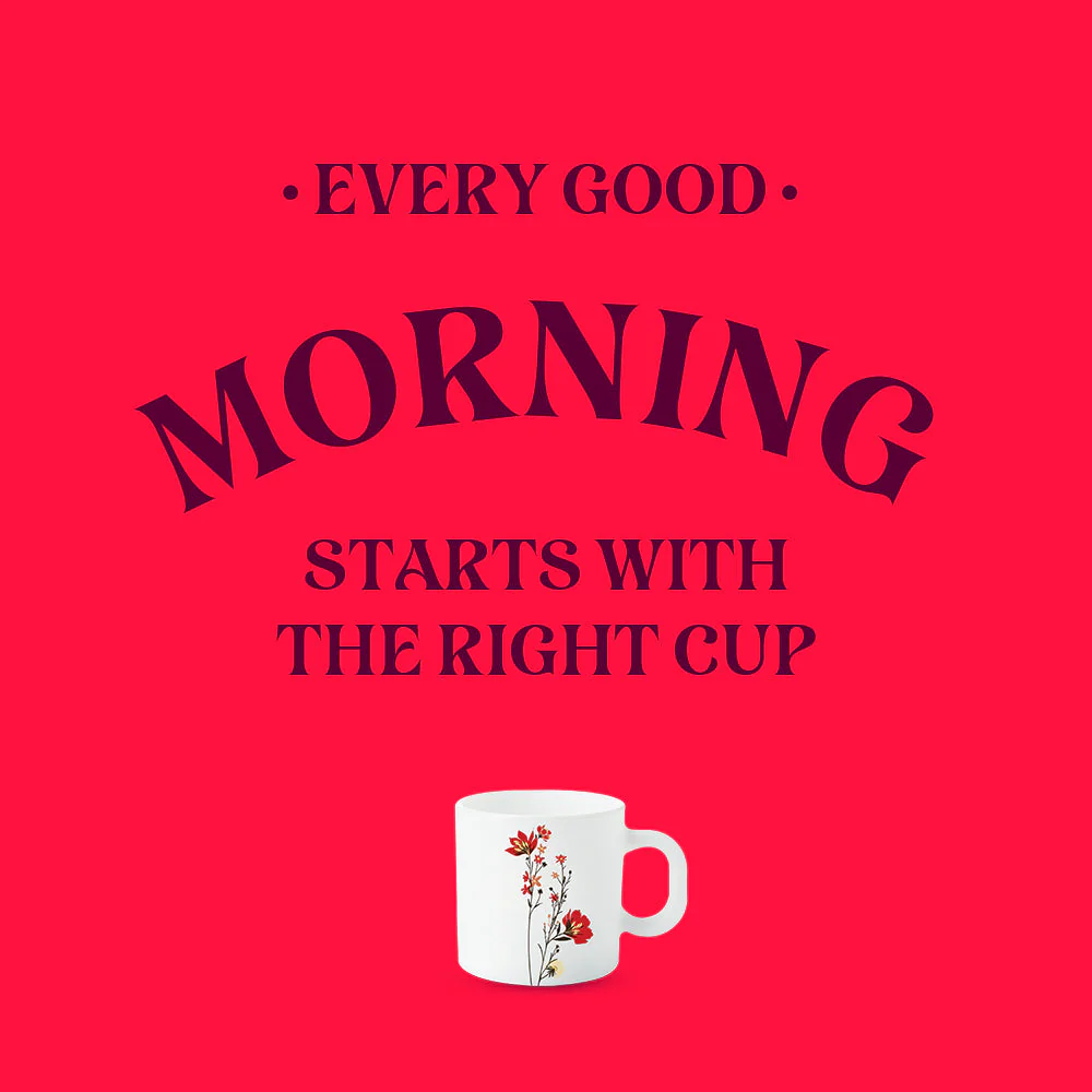 Larah by Borosil Chrys Red Mug Set, 180ml x 6