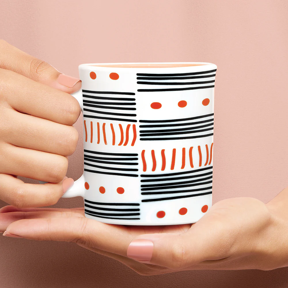 Larah by Borosil Doodle Mug Set, 350ml x 2