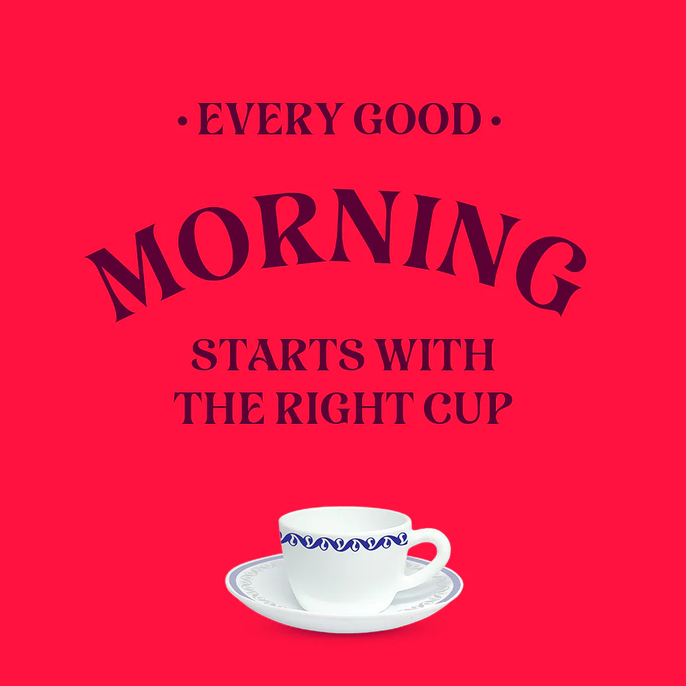 Larah by Borosil Jazzblue Cup n Saucer Set, 140ml x 12