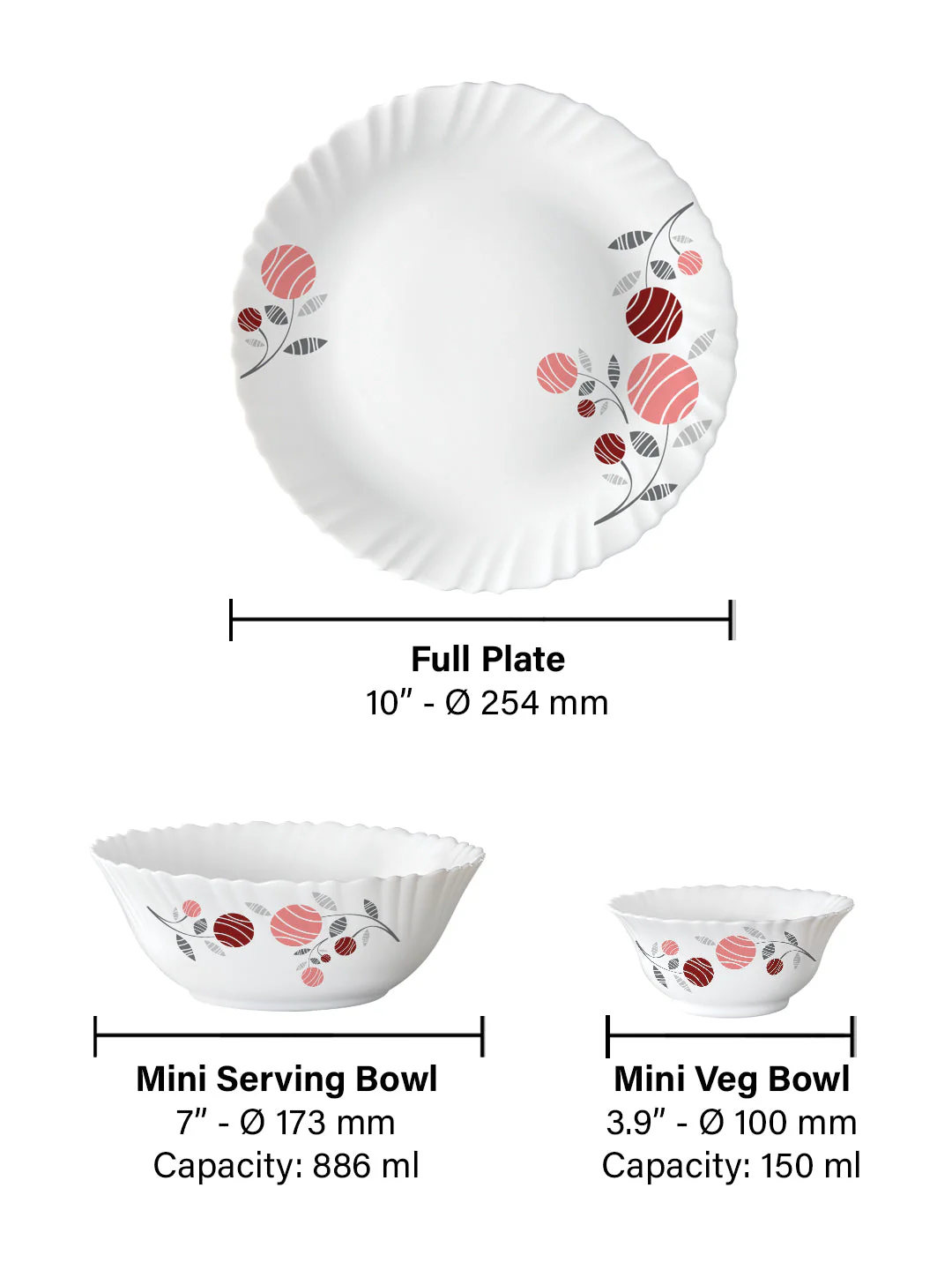 Larah by Borosil, Dahlia Dinner Set, 13 pc