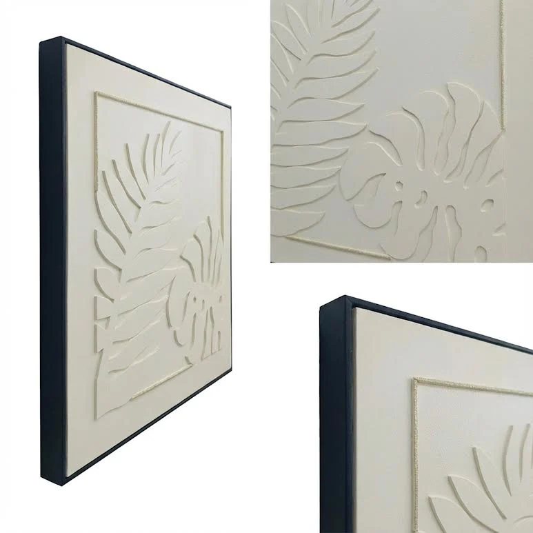 100 x 100cm Leaf Design Frame Cream