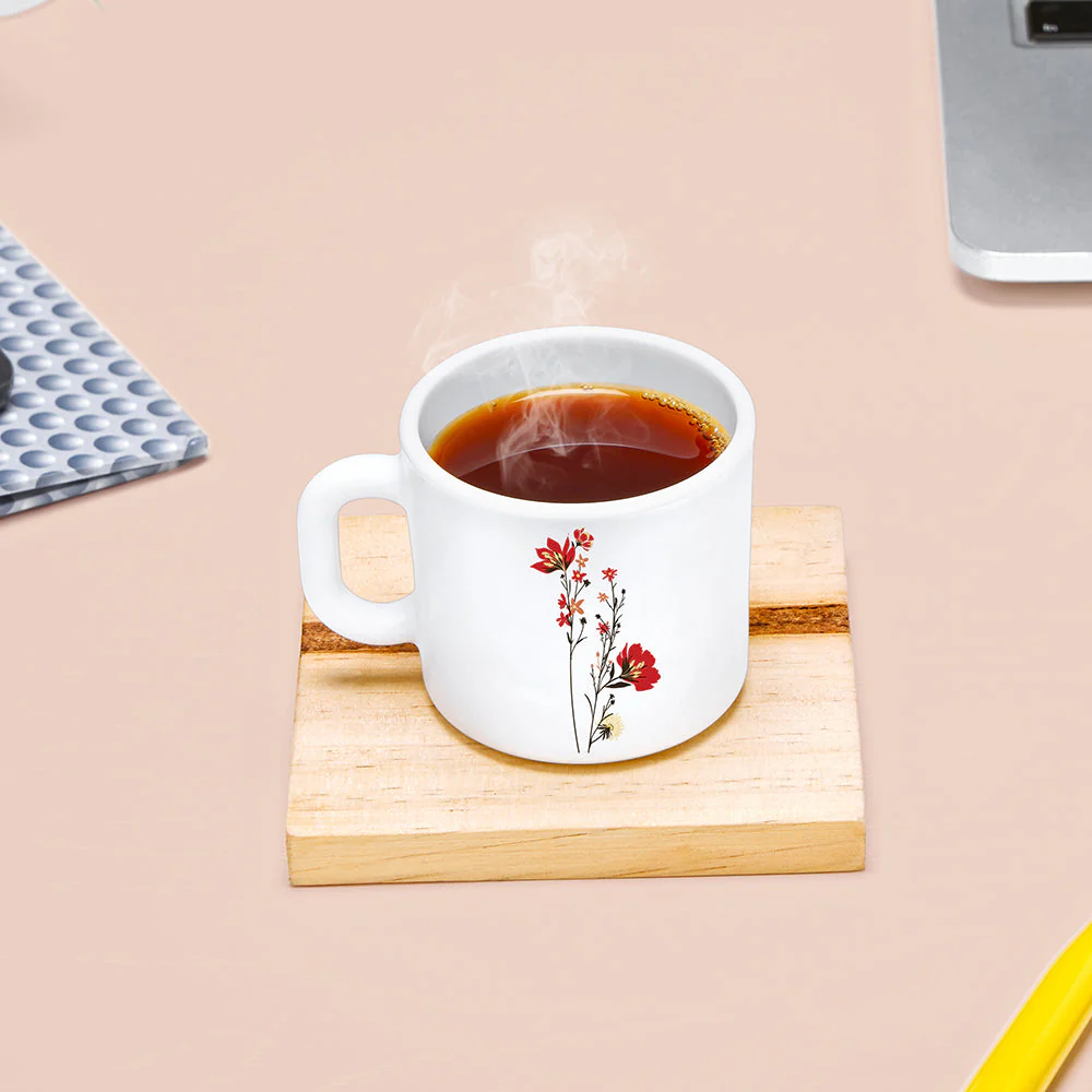 Larah by Borosil Chrys Red Mug Set, 180ml x 6