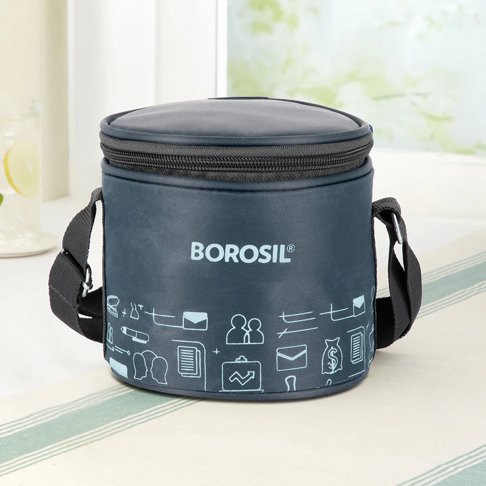 Borosil CarryFresh Lunch Bag For Lunch Box Set of 2, (280ml + 180ml), Tall (Only Bag)