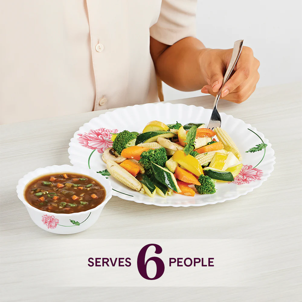 Larah by Borosil Red Mist Dinner Set, 21 pc