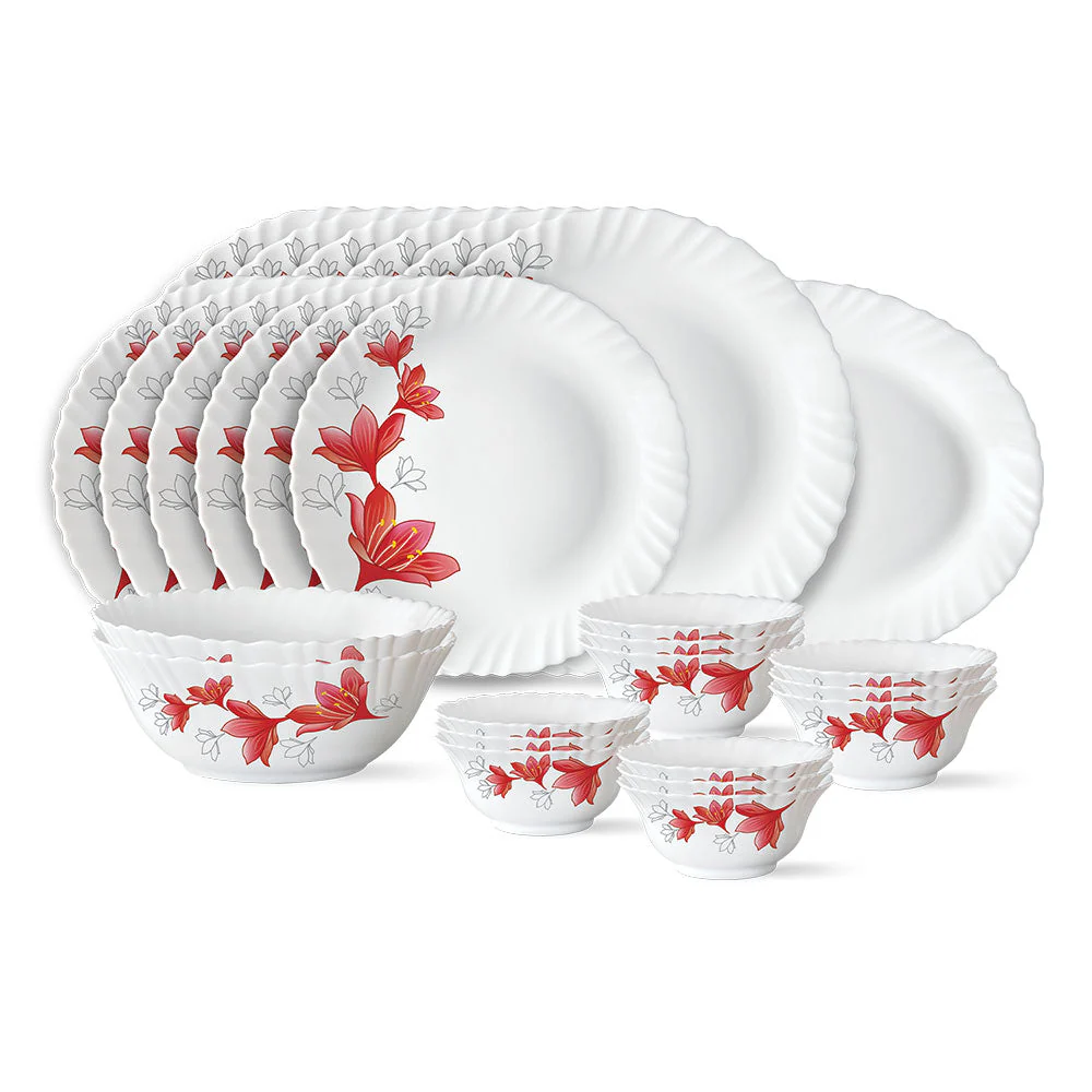 Larah by Borosil Ruby Dinner Set, 12 pc
