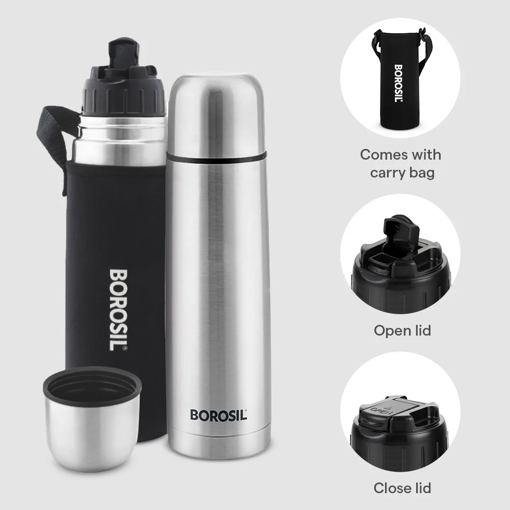Borosil Thermo Flask, Black-CP