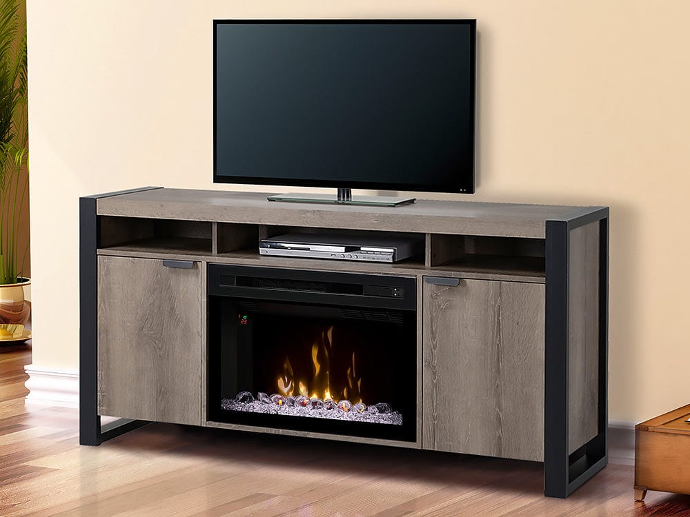 Pierre Electric Fireplace TV Stand in Steeltown w/ Acrylic Ice
