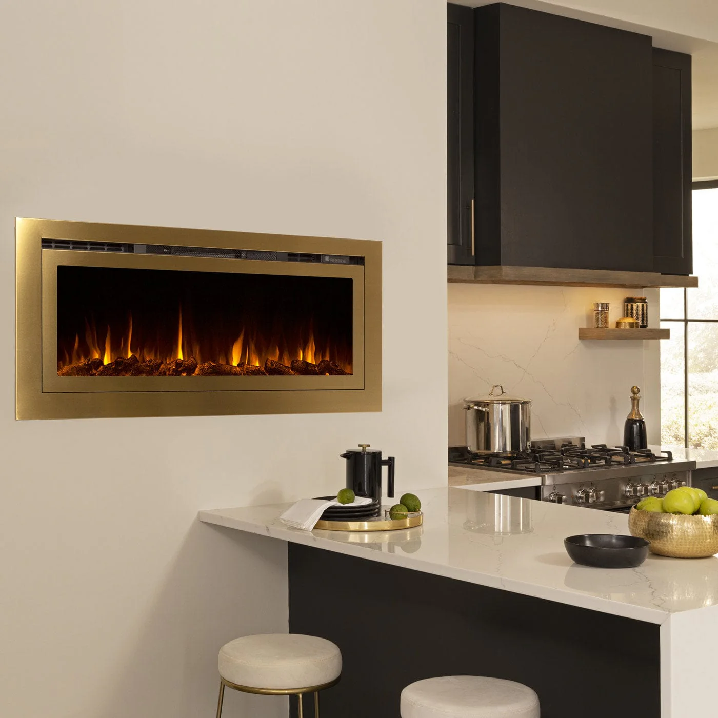 The Sideline Deluxe Gold 50 Inch Recessed Smart Electric Fireplace 86275