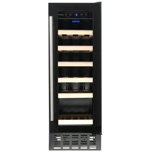 Amica Freestanding 30cm 19 Bottle Black Wine Cooler | AWC300BL