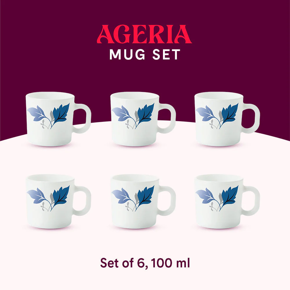 Larah by Borosil Ageria Mug Set, 180ml x 12