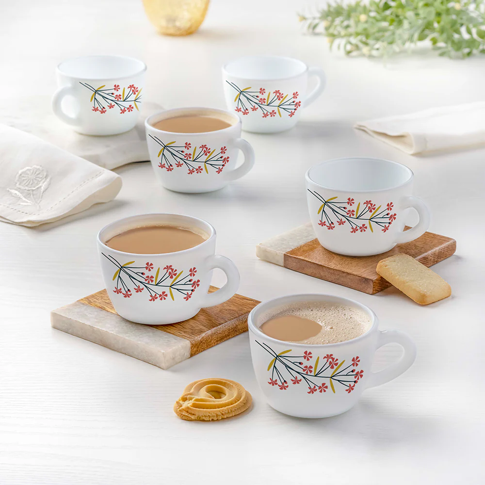 Larah By Borosil Red Bud Cup Set