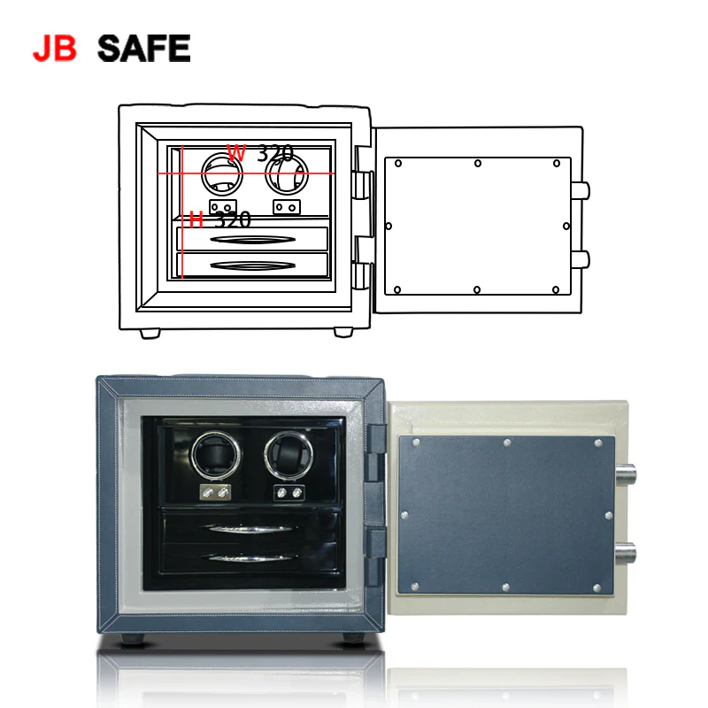 JB Watch Winders & Jewelry Safe Fireproof 2 Jewelry Drawers & 2 Watch Winders