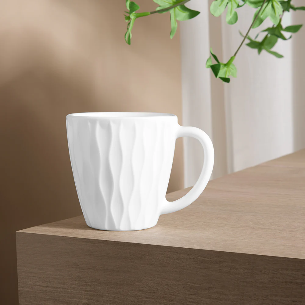 Larah By Borosil Curl Cup Set, White, 200ml x 6