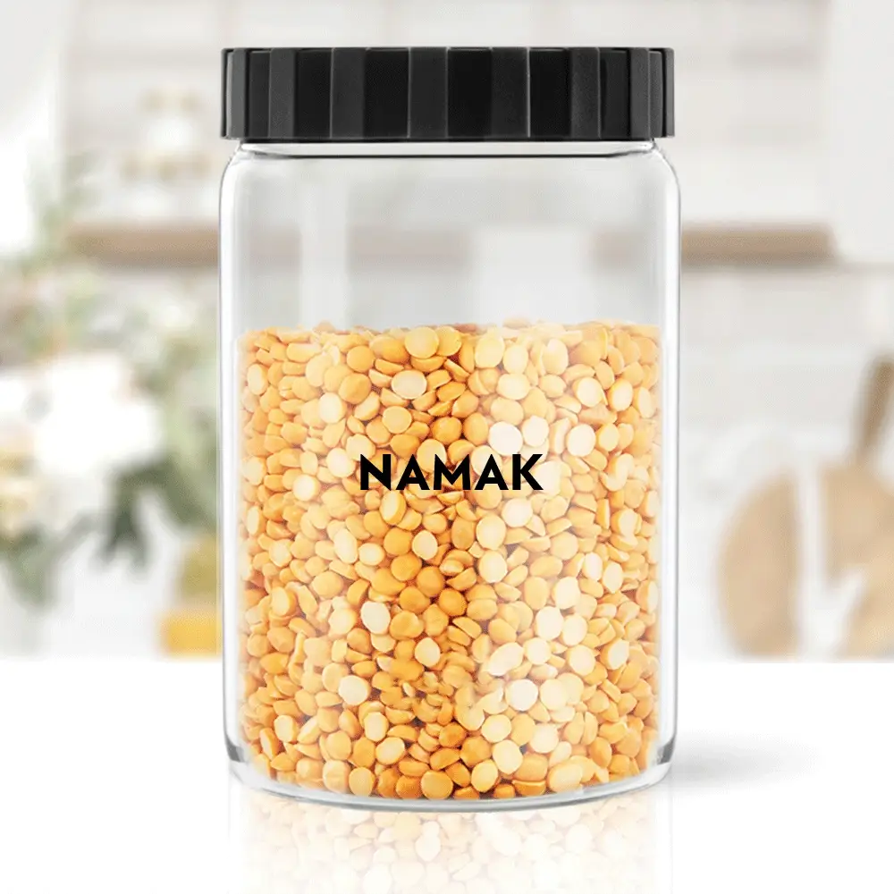 Endura Airtight Glass Jar with Black Lid, Personalise