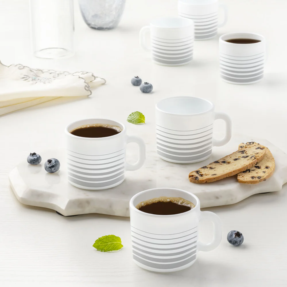 Larah by Borosil Urban Assorted Mug Set, 100ml x 6