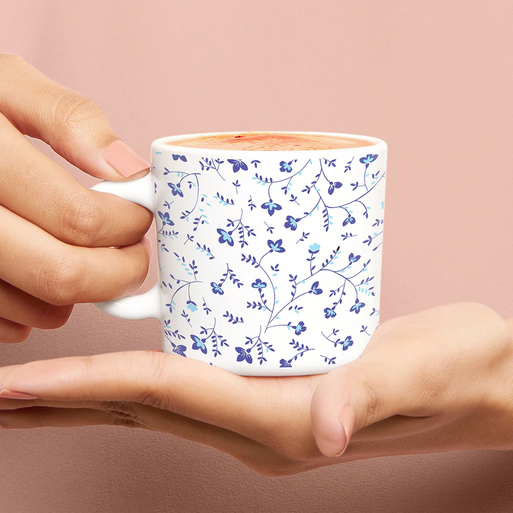 Larah by Borosil Blue Spring Mug Set, 180ml x 6