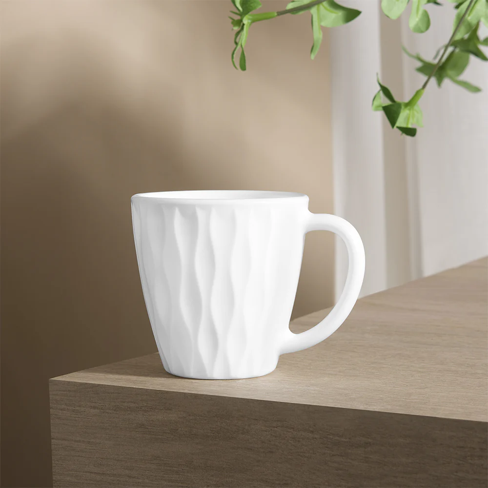 Larah By Borosil Curl Cup Set, White, 160ml x 6