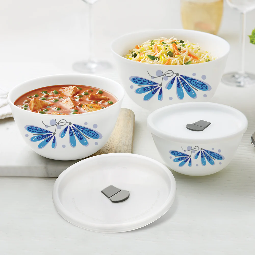 Larah by Borosil Twilight 4 pc Mixing Bowl, 500 ml + 1 L + 1.5 L