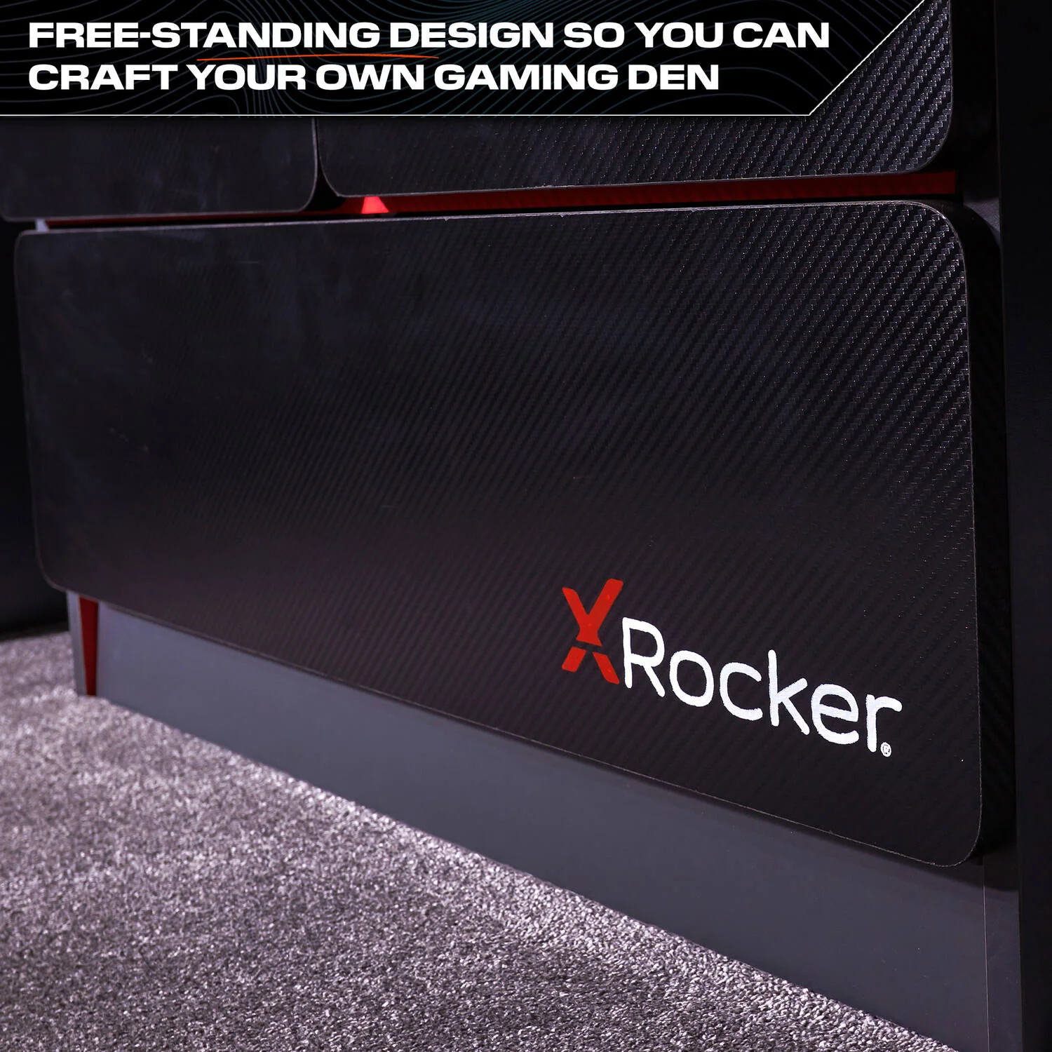 Carbon-Tek LED 2-Door Wardrobe with Drawer - Grey / Red RGB