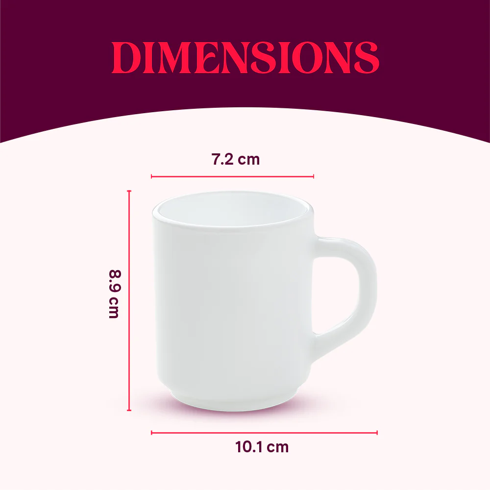 Larah By Borosil Vatika Mug Set, 240ml x 6