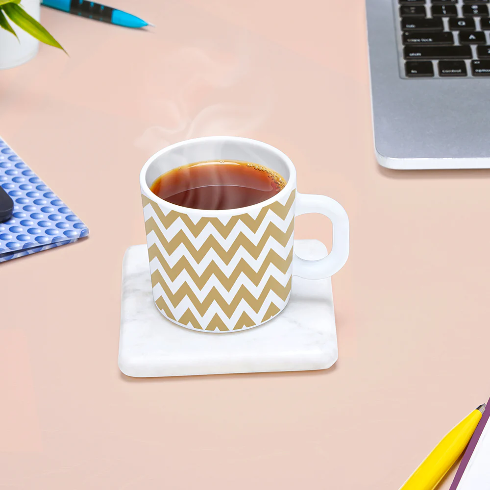 Larah by Borosil Gold Waves Mug Set, 180ml x 6