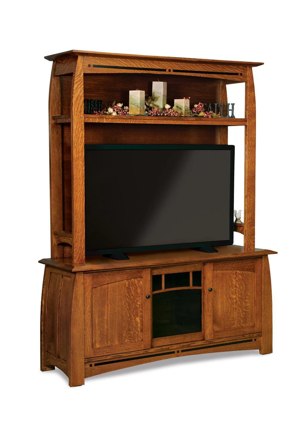 Amish Boulder Creek Three Doors Media Cabinet - 2 piece
