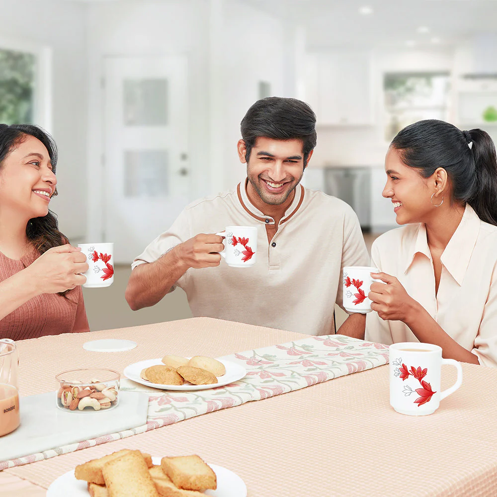 Larah by Borosil Ruby Mug Set, 100ml x 6