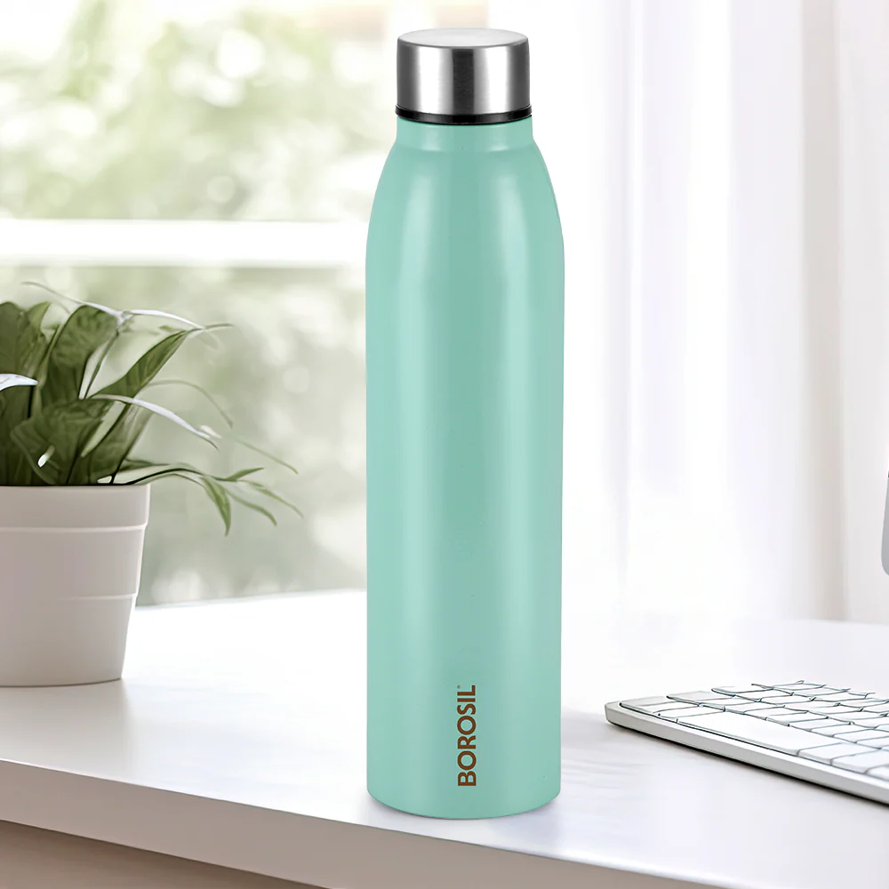 Borosil Glacier SS Single Wall Bottle, Jade, 950ml