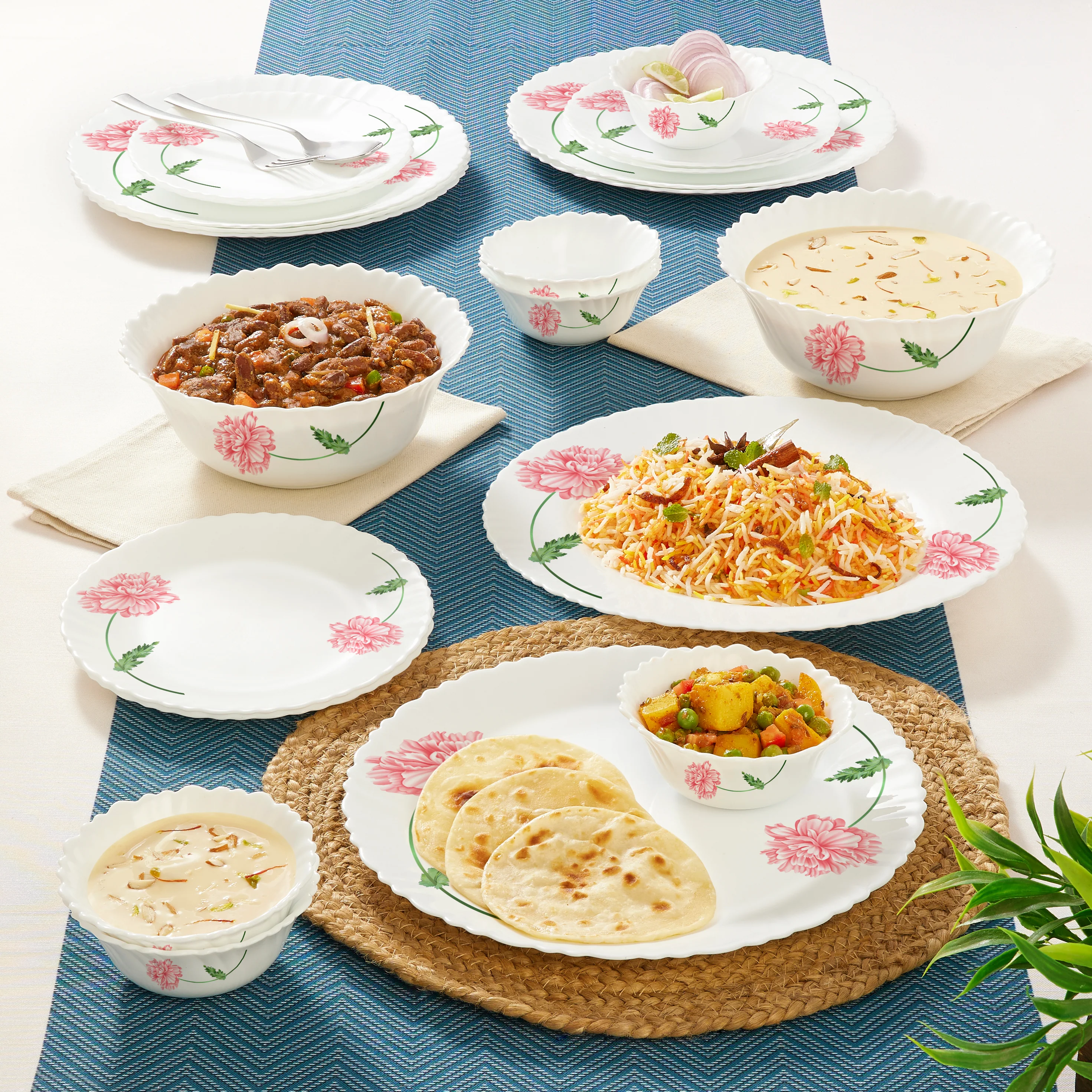 Larah by Borosil Red Mist Dinner Set, 21 pc