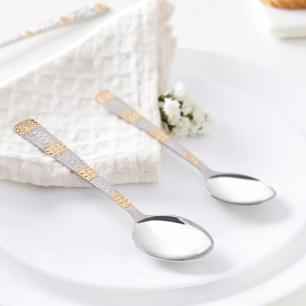 Borosil Gold Dessert Spoon, Set of 6-16.5 cm