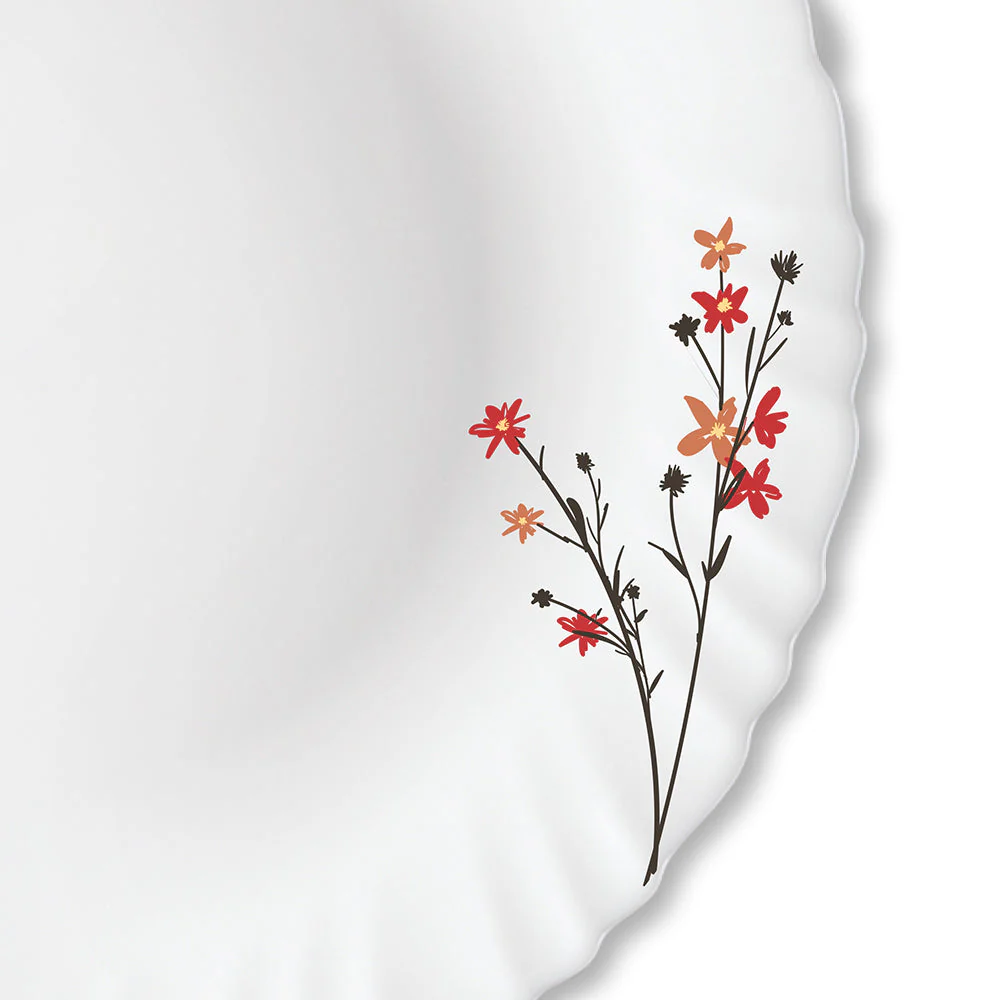 Larah by Borosil Chrys Red Full Plate Set, 6 pc