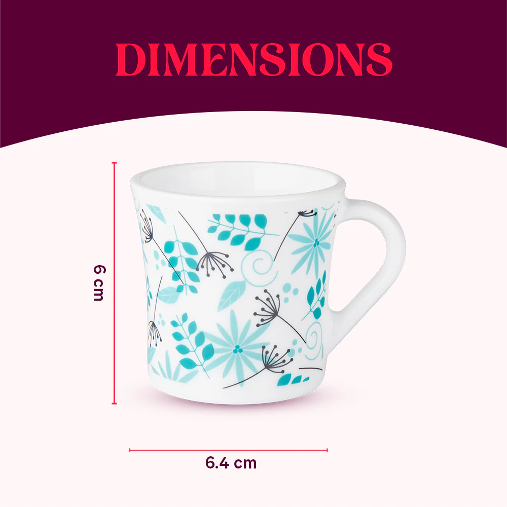 Larah by Borosil Crysta Stardust Mug Set, 100ml x 6