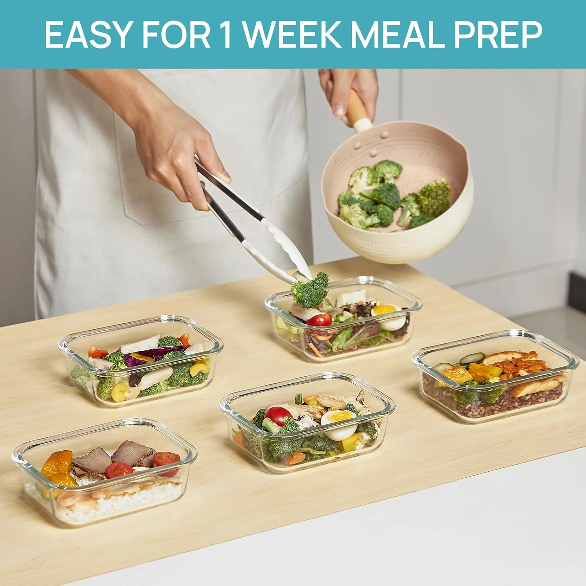 Aqua 1040ml Glass Food Container Clear