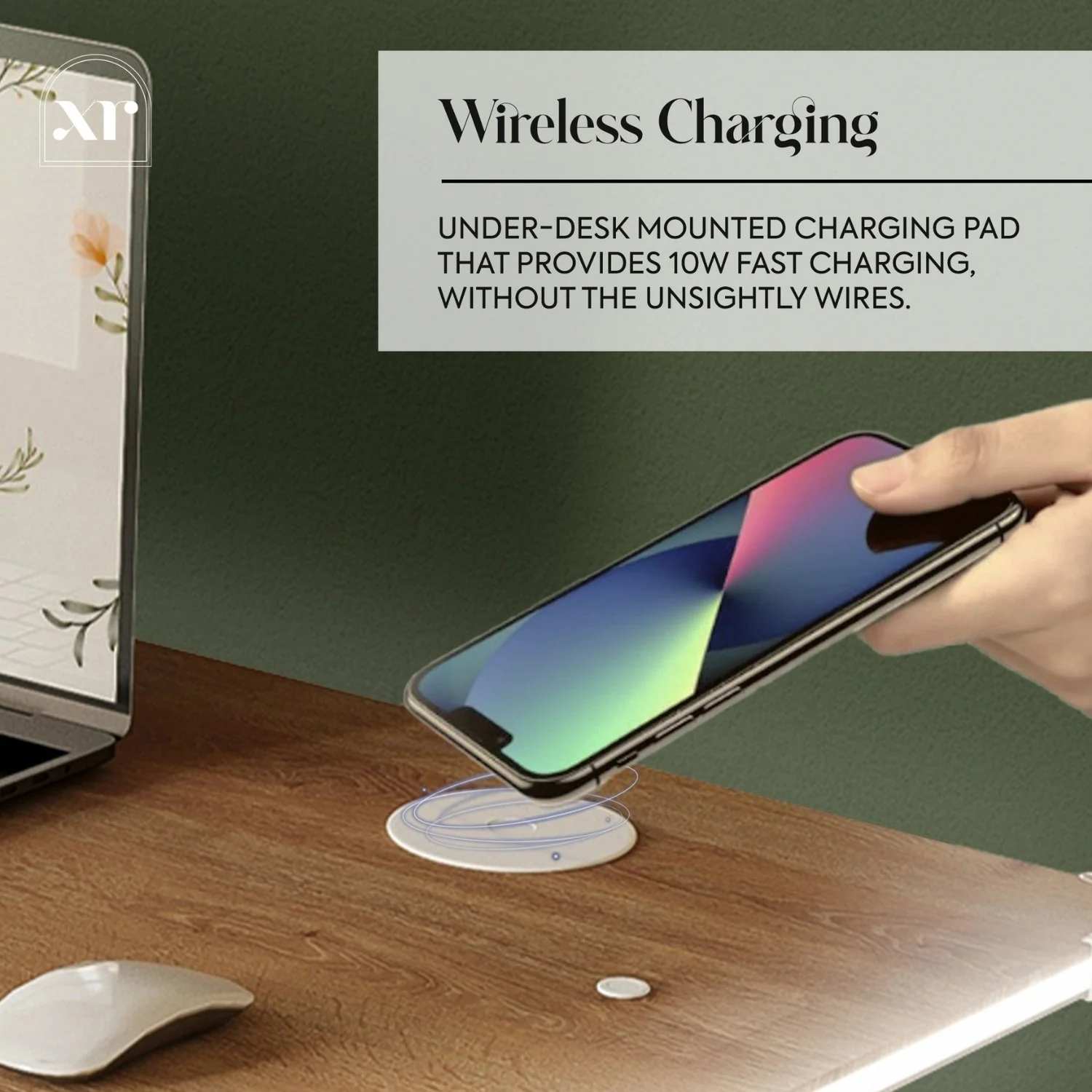 Oka LED Office Desk with Wireless Charging - Oak RGB (2 Sizes)