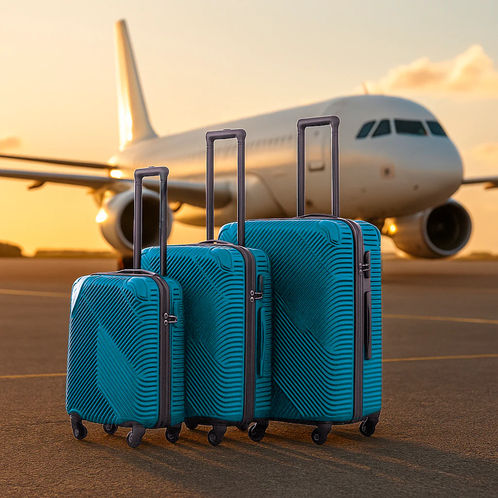 Neo Electric Blue 3 Piece Hard Shell Luggage Suitcase Set