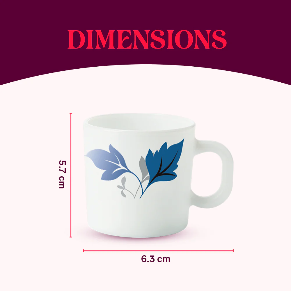 Larah by Borosil Ageria Mug Set, 100ml x 6