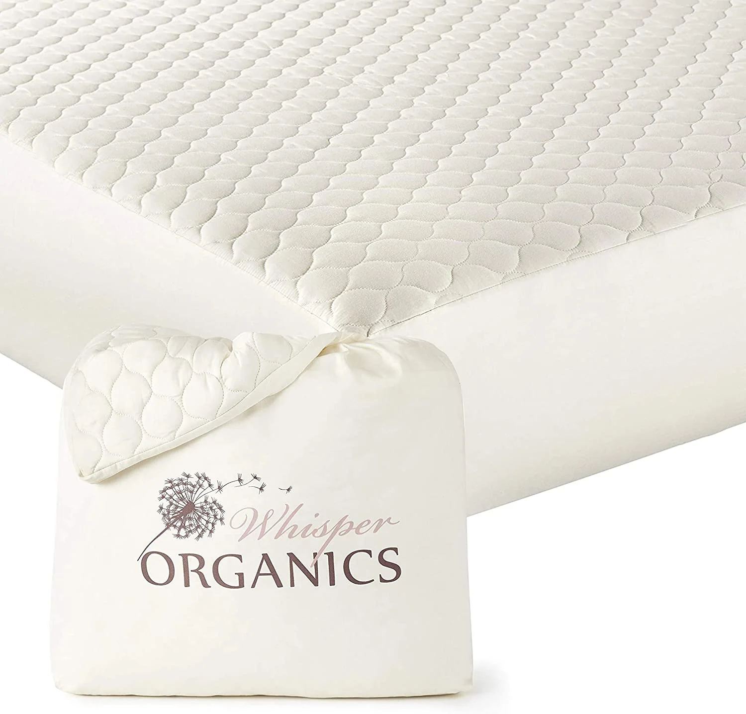 100% Organic Cotton Mattress Protector - Breathable Quilted Fitted Mattress Pad Cover, 17