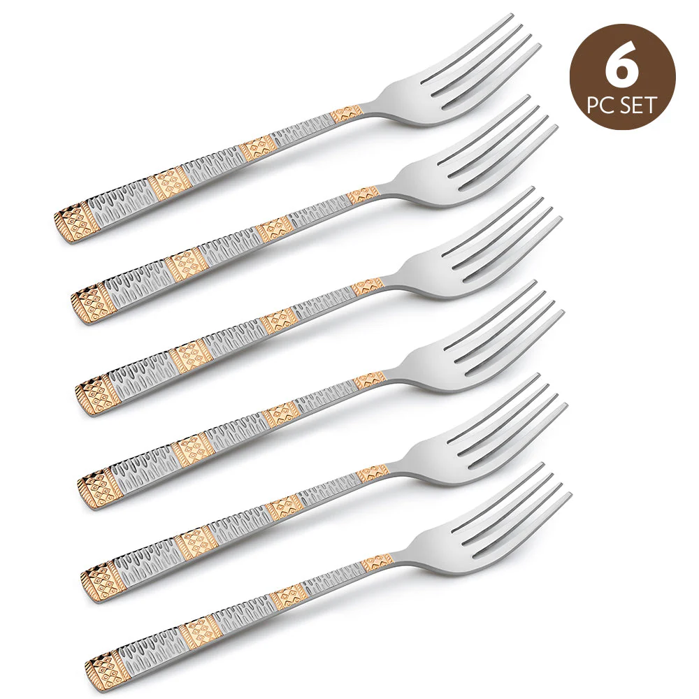 Borosil Gold Dinner Fork, Set of 6-18 cm
