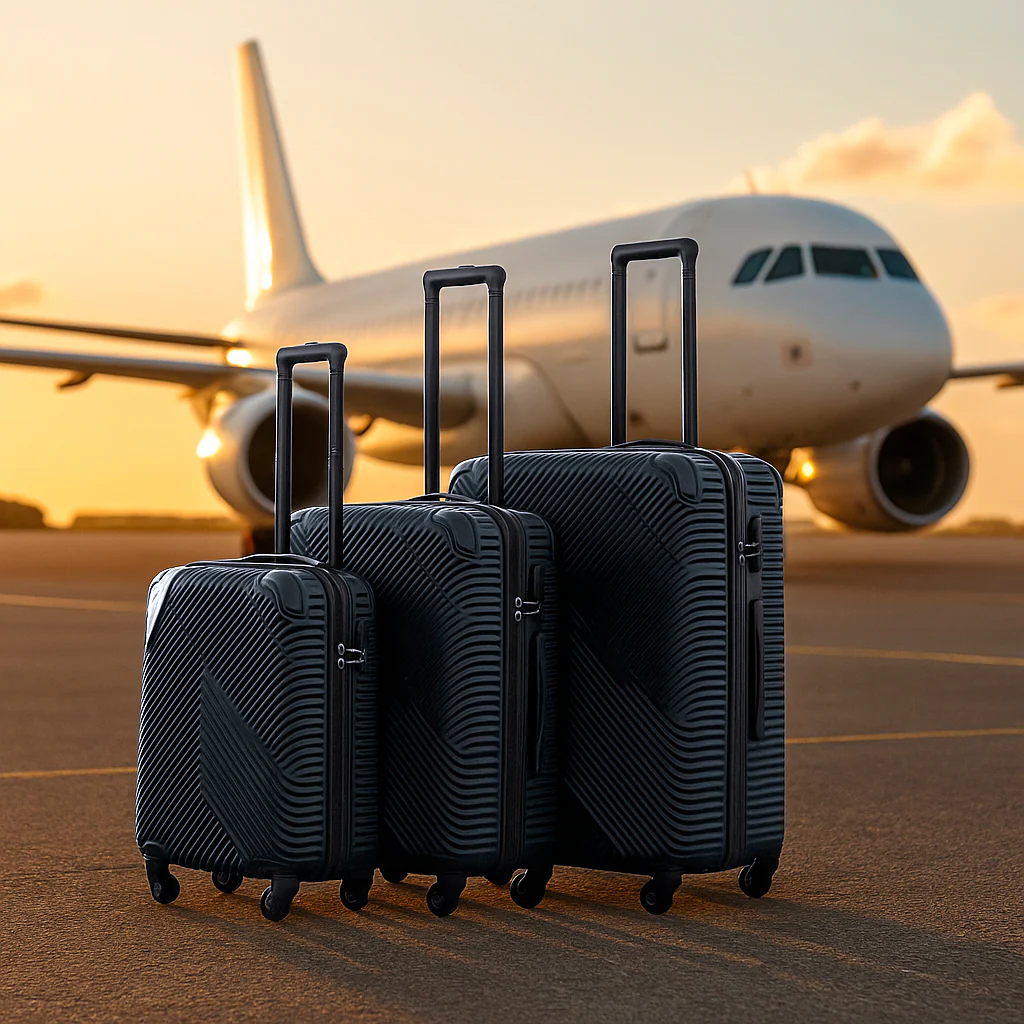 Neo Navy Blue 3 Piece Hard Shell Luggage Suitcase Set