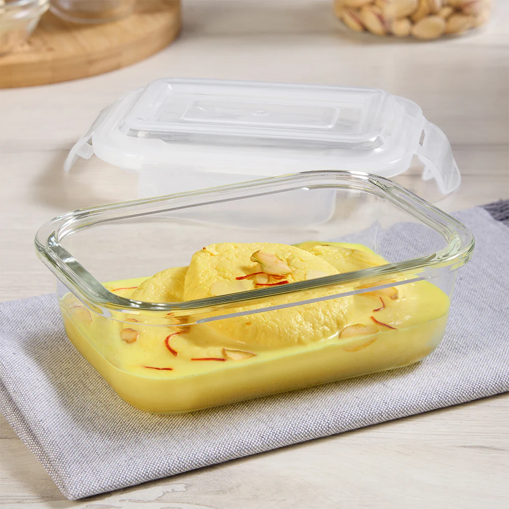 Borosil Tuff-Glass Klip n Store, Rectangular Container