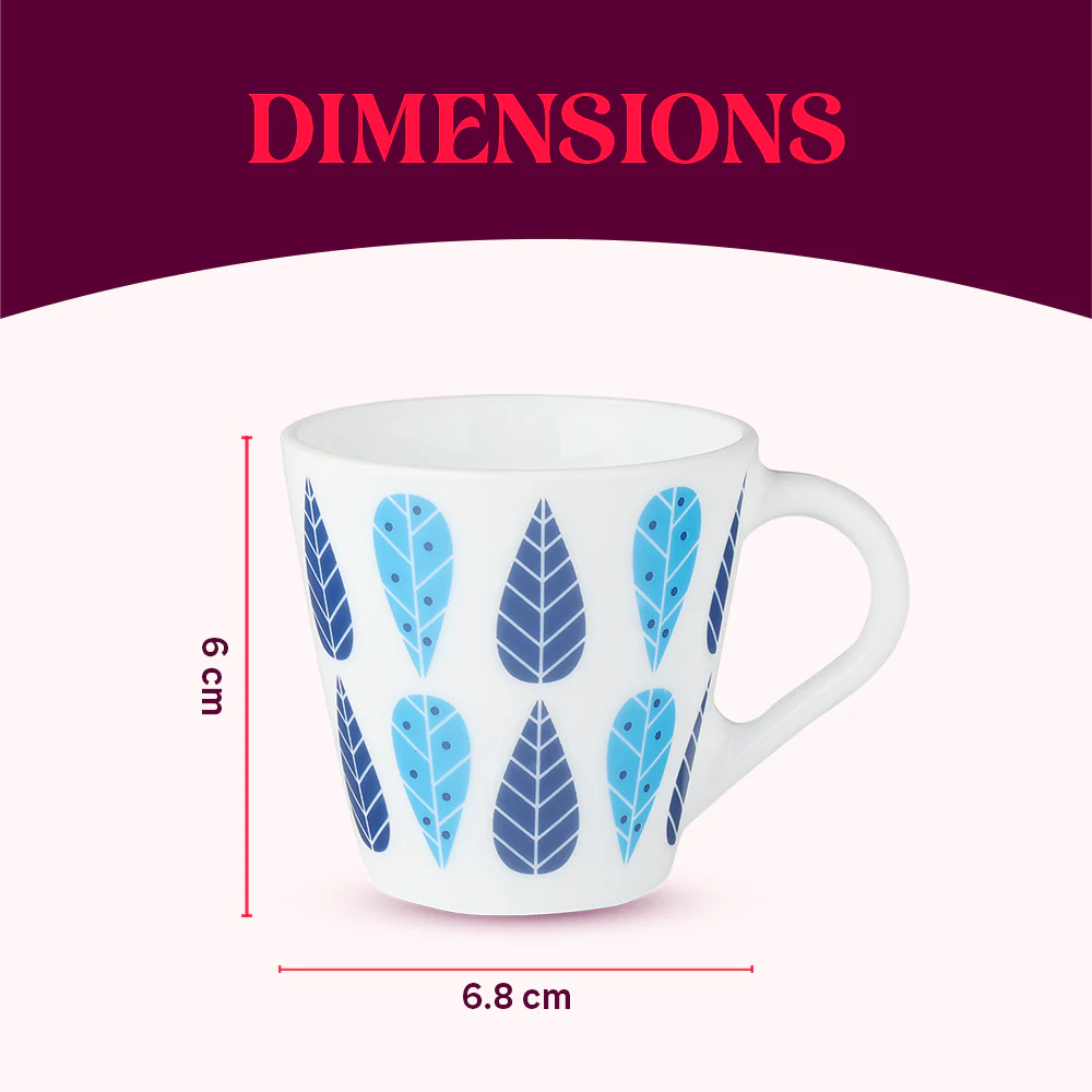 Larah by Borosil Novelty Fable Mug Set, 110ml x 6