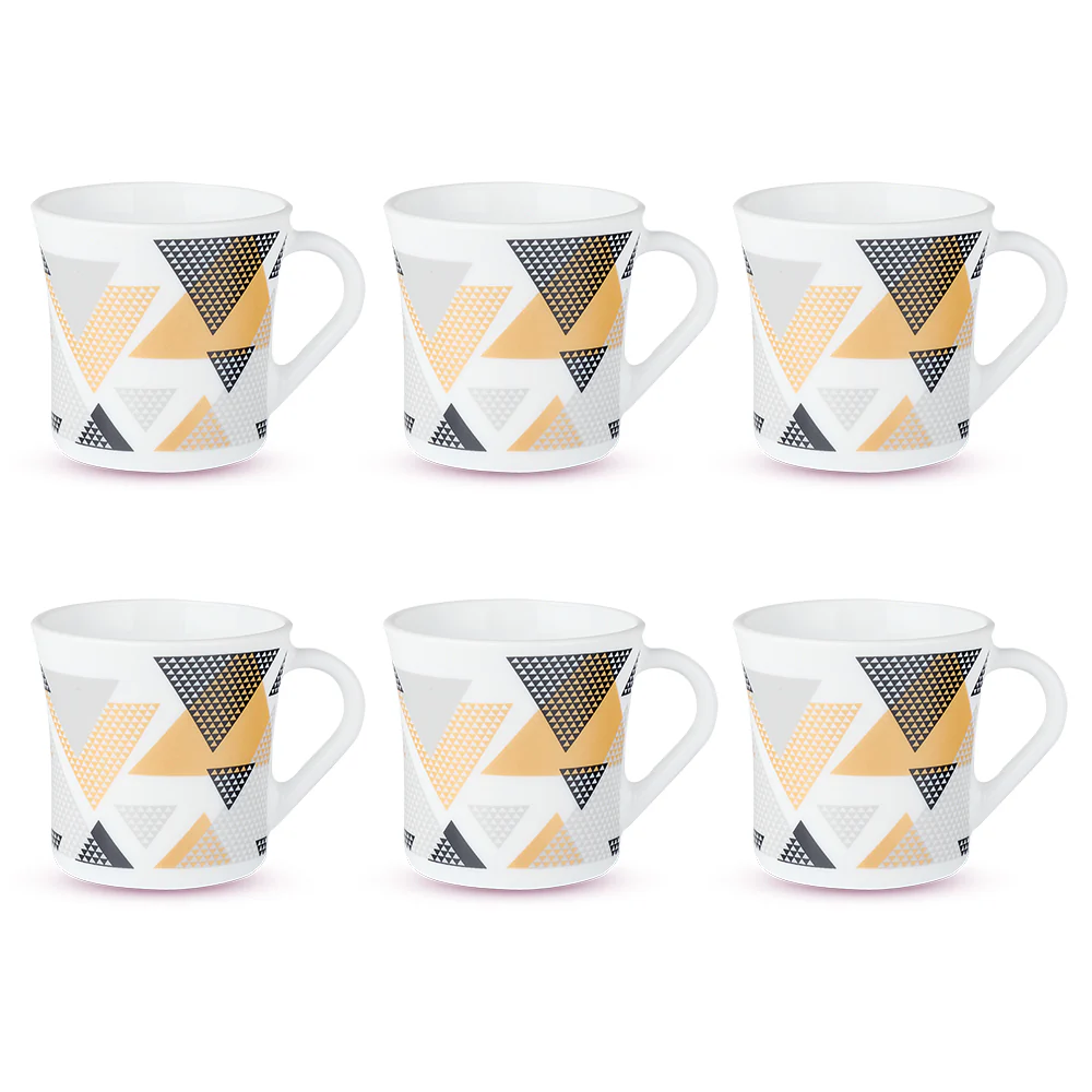 Larah by Borosil Crysta Nivaah Mug Set, 160ml x 6