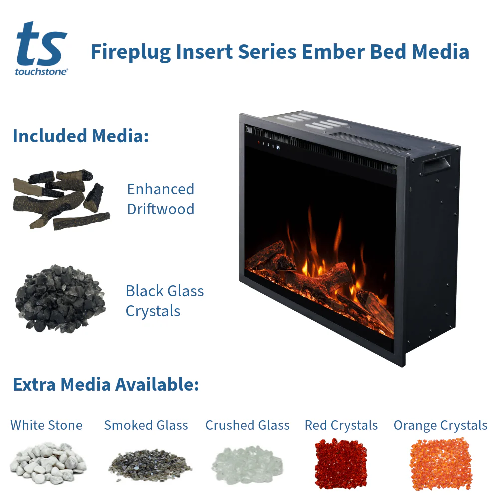 Fireplug™ Pro 33 inch Smart Electric Fireplace Insert with Fire Crackle Sound 80072